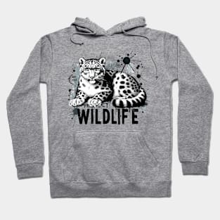 Grunge Snow Leopard - Protect Wildlife Hoodie